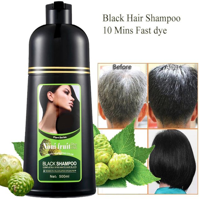 Teinture capillaire rapide naturelle biologique Essence végétale de Noni Le shampooing colorant pour cheveux noirs MOKERU convient pour couvrir les cheveux gris en seulement 5 minutes 1 noir