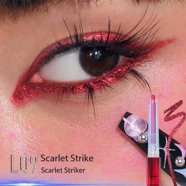 Crayon Gel Automatique Kaleidos Eyeliner Waterproof Couleur Caméléon Longue Tenue Paillettes Métallique Stylo Eye Liner Imperméable Maquillage rose carmin profond