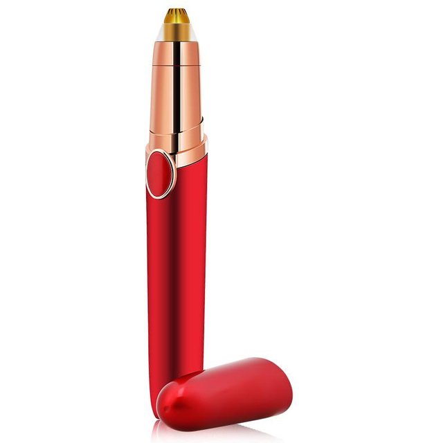 2 IN 1 elektrischer Augenbrauentrimmer, USB wiederaufladbar, Körper- und Gesichtshaarentfernung, Lippenstiftform, Mini-Epilierer für Frauen, bunter Sternenhimmel rot