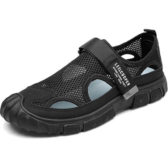 Neue atmungsaktive Sommersandalen Outdoor Netzoberfläche Strandschuhe Freizeit Hohl Deodorant Weiche Sohle Abriebfester Rahmen Schuhe 40 black