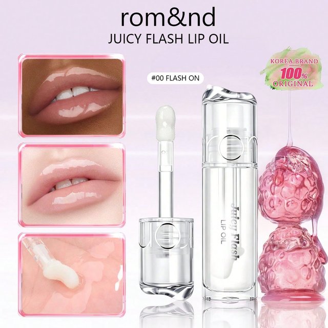 rom&nd JUICY FLASH LIP OIL 00-08, Feuchtigkeitsspendend & Glänzend, Feuchtigkeitsspendend Ohne Klebrigkeit, Langanhaltende Farbe, , Koreanische Schönheit, , Geschenk 4,5g/0,15oz. 00 FLASH ON?