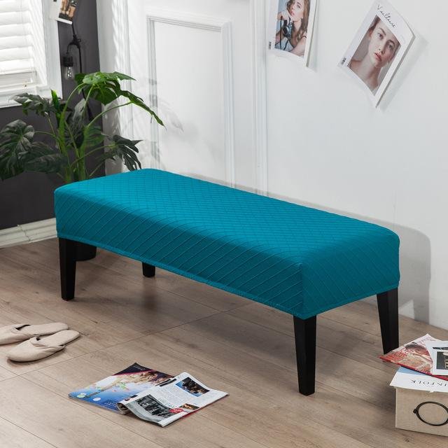 Rauten-Jacquard-Bankbezug für Schlafzimmer, Esszimmer, Stretch, Heimdekoration, Klavier-Make-up-Stuhlhussen, schmutzabweisend, langer Sitzschutz 1 piece blue