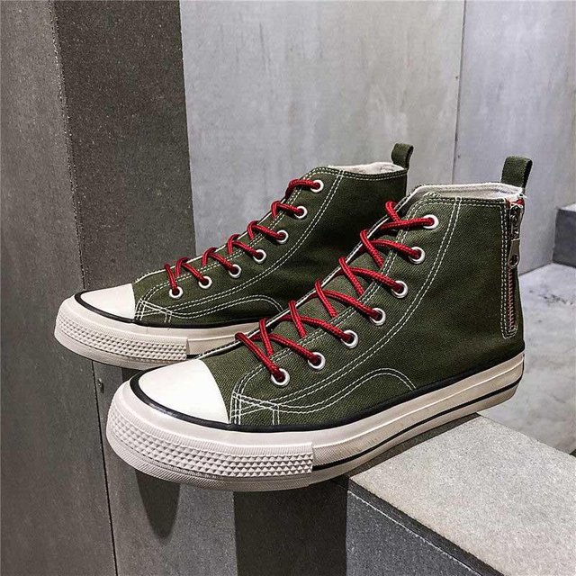 39-44 Herren High-Top-Canvas-Schuhe Paare Flache Schuhe Rutschfestes Deodorant Atmungsaktiv Verschleißfeste Bequeme Reißverschluss-Skateboard-Schuhe 41 black