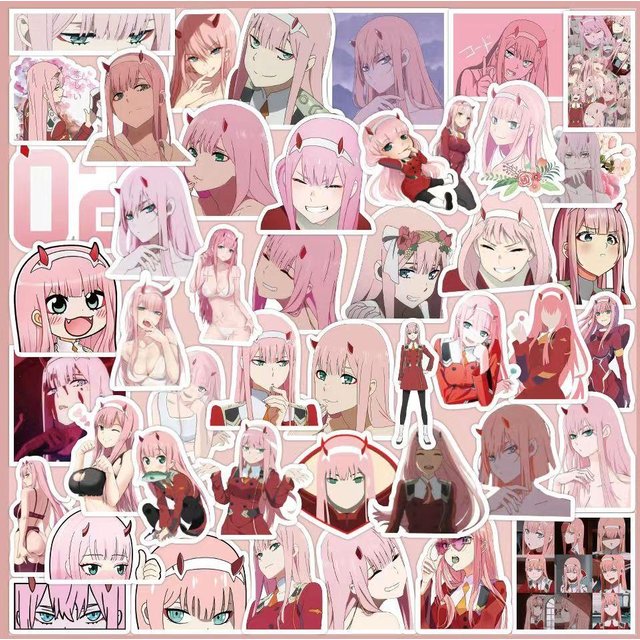 DARLING in the FRANXX bunte Aufkleber, 60 Stück (nicht wiederholt), wasserdicht und sonnencreme. white