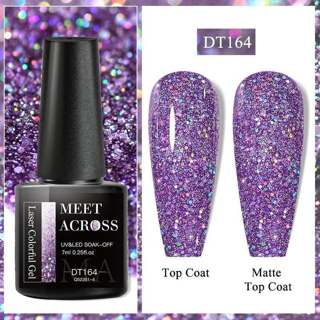 MEET ACROSS Glitzer-Gel-Nagellack, beliebter Nude-Rosa-Rot-Blau-Glitzer-Gel-Lack, buntes Gel für Starter-Maniküre, Nail-Art-Salon DT164