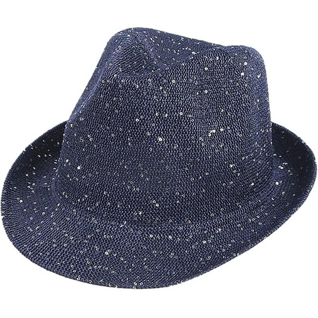 Chapeau Fedora à Sequins Mardi Gras pour Adulte Unisexe Mascarade Carnavals Chapeau Derby en Maille Chapeau de Spectacle à Bord Relevé gray