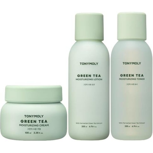 TONYMOLY Feuchtigkeitsspendende Hautpflegeserie mit Grüntee (TONER, LOTION, SERUM, CREME, MIST) (16 Optionen) #Toner 200ml + Lotion 200ml + Cream 100ml