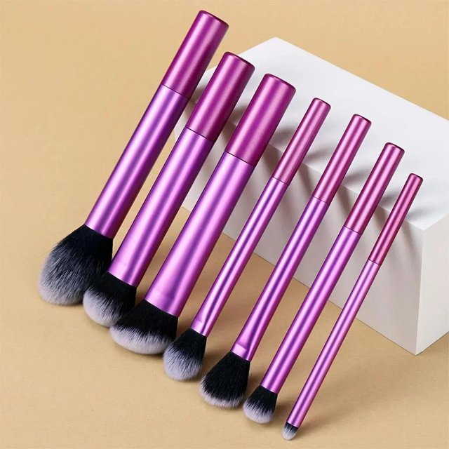 7-teiliges Make-up-Pinsel-Set, weiches Kunsthaar, Make-up-Pinsel, Foundation, Rouge, Lidschatten, Kosmetik, Make-up-Tools violett