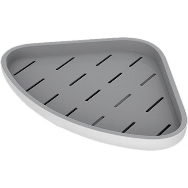 Étagère d'angle triangulaire pour salle de bain, étanche, ventilée, en plastique, murale, pour shampooing, noir gris