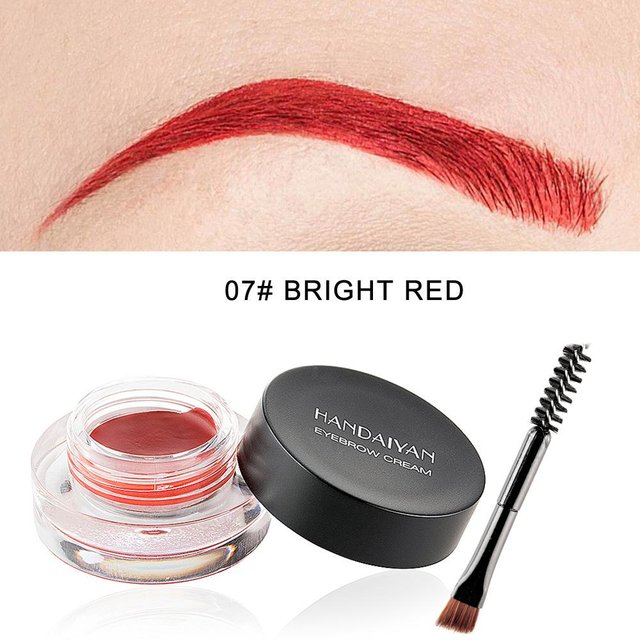 HANDAIYAN 12 Farben wasserdichte Augenbrauencreme, professionelles Eyeliner-Augenbrauen-Gel, hohe Augenbrauentönung, schwarze Augenbrauen-Make-up-Tools 07 red