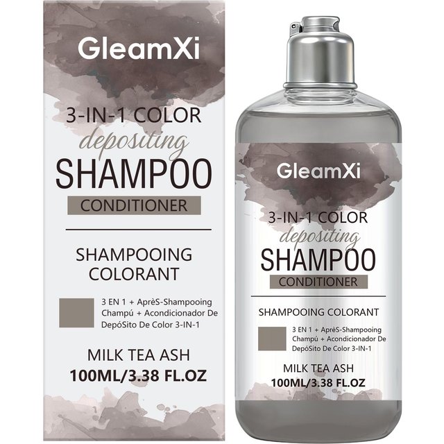 GleamXi 3-in-1 Haarfarbshampoo - Natürliche Farbabdeckung, Gleichmäßige Haftung, Sanfte Leichte Voluminöse Reinigungs Pflege 1 pack