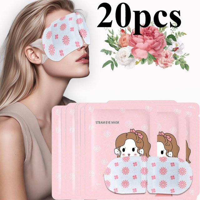 20 masques à vapeur pour les yeux au parfum de rose. Le masque pour les yeux rose à compresse chaude à vapeur convient aux étudiants et aux employés de bureau Pink rose vif