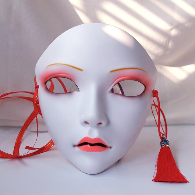 Masques Style Chinois Cosplay Masque Anime Accessoires Costume Hanfu Masque de Mascarade Carnaval Décoration Halloween Bricolage Décorations de Fête gray