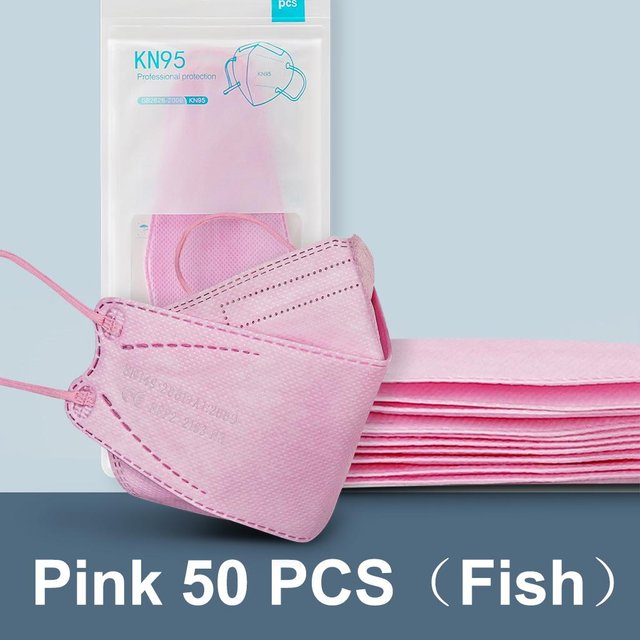 CE FFP2 Gesichtsmaske Fischmaske Kn95 zugelassen Mascarillas Faciales wiederverwendbare Maske 50 PCS(Fish) rosa