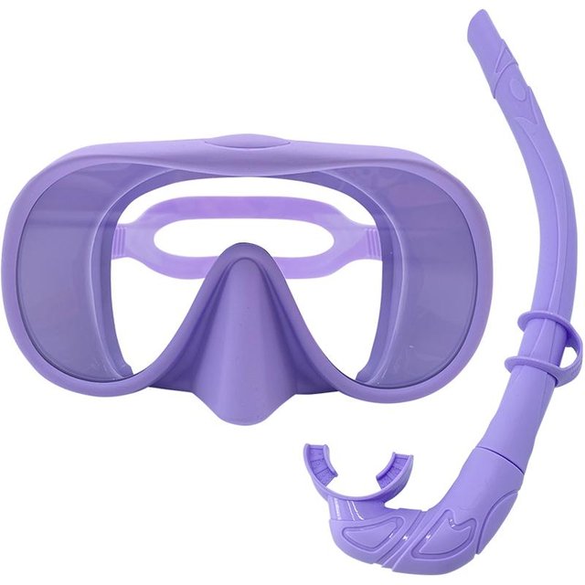 Miroir facial de plongée anti-buée 180° Miroir facial de snorkeling Masque de plongée en eaux profondes Lunettes de plongée avec tuba Haute Qualité violet
