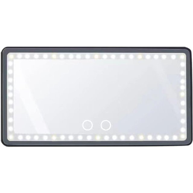 Auto-Sonnenvisier-Kosmetikspiegel – wiederaufladbarer LED-Licht-Make-up-Spiegel für alle Autos – universelle Auto-Sonne schwarz