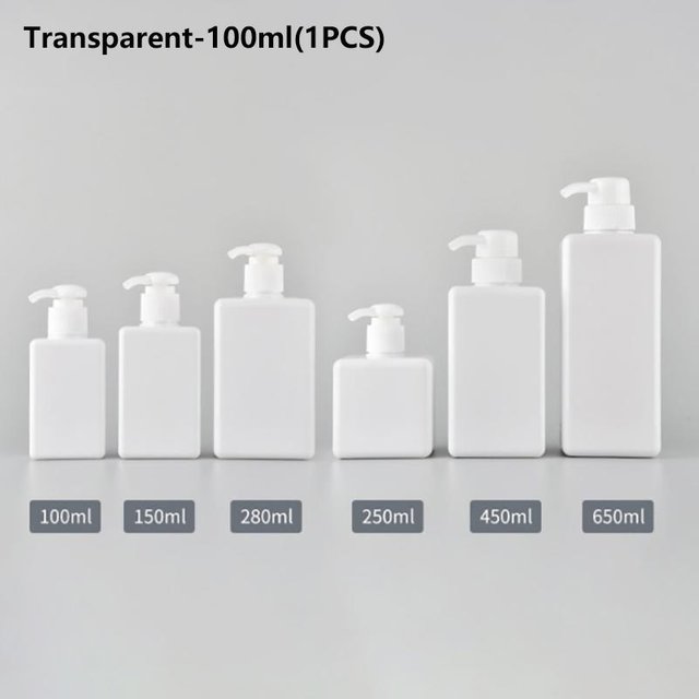 100-650 ml quadratische Flasche Flüssigseife Schlagsahne Mousse Punkte Abfüllung Shampoo Lotion Duschgel Pumpe Bottlesnding Seifenspender 100ml weiß