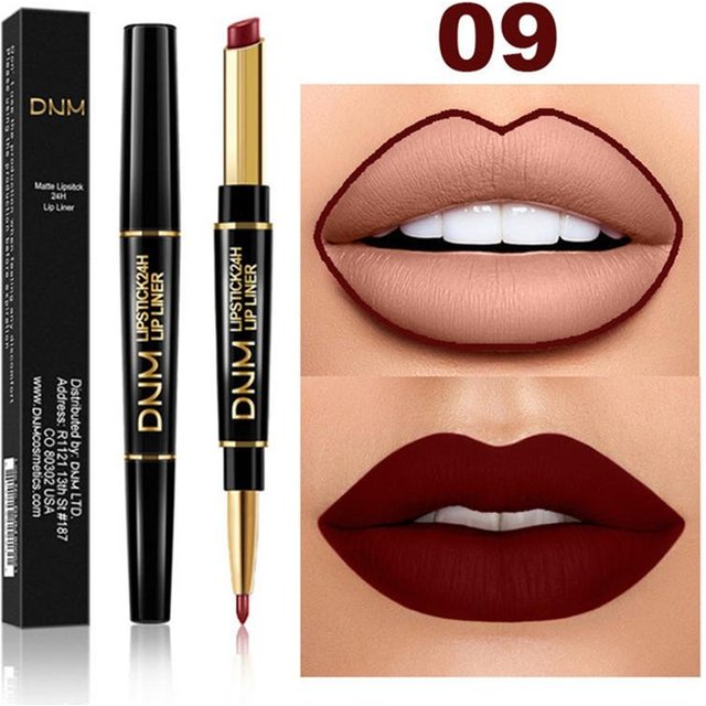12 Farben Natürlicher Lipliner Bleistift Lippenstift Wasserfest Feuchtigkeitsspendend Zwei In Einem Lippenstift Lip Profiler Make-Up-Tool Kosmetik 09 brown