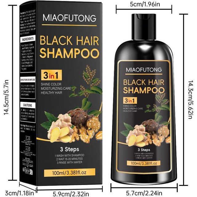 Braunes Haarfarbe Shampoo 3 in 1, Feuchtigkeit spendend, Pflegend, Natürliche Ingwer-Formel 100ml schwarz