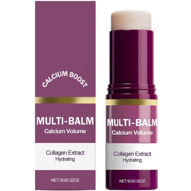 Koreanischer Kalzium Volumen Multi Balm Stick - Feuchtigkeitsspendender & Straffender Stick Anti-Falten Pflege Kollagen angereichert Pre-Make-up Feuchtigkeitsspender 1PC pink