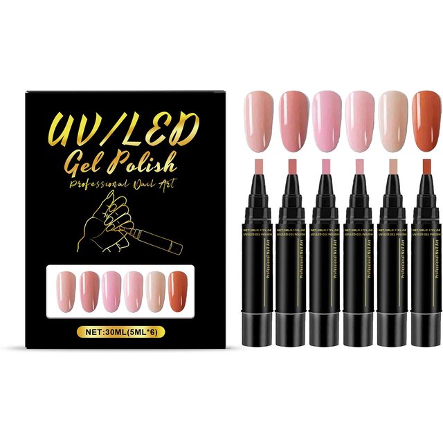 6-farbige DIY-Nagelkunststifte Hohe Pigmentierung Lebendige Farbtöne Einfach zu verwenden für Nageldesign Sichere Nageldekoration Wasserdichter Nagellackstift-Bausatz