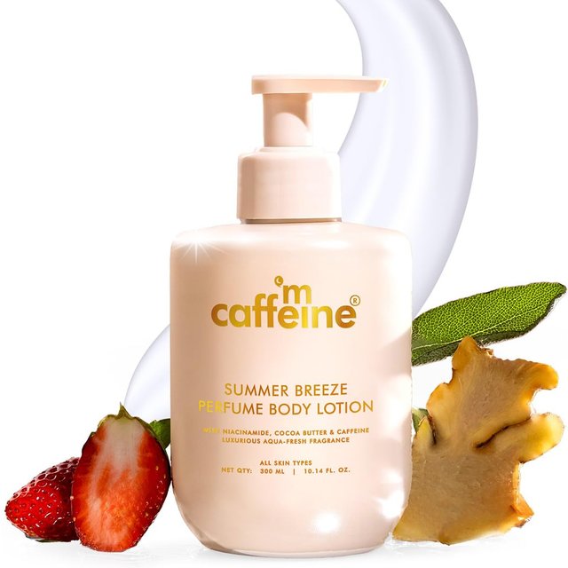 mCaffeine Breeze Profumo Lozione Corpo 300ml| Niacinamide, Cacao & Burro di Karité Per Idratazione Profonda | Leggera, Non Appiccicosa & Uso Quotidiano | Aqua-Fres beige