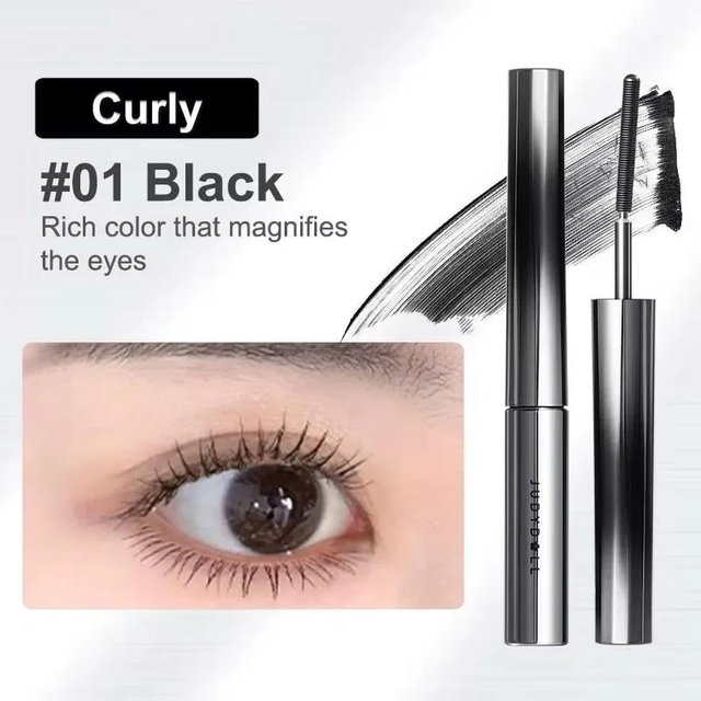 Judydoll 3D Schwung-Wimperntusche, Schwarz & Braun, Schwung & Verlängerung, Langanhaltende Formel, Wasserfest, Wischfest 01Black Curling gray