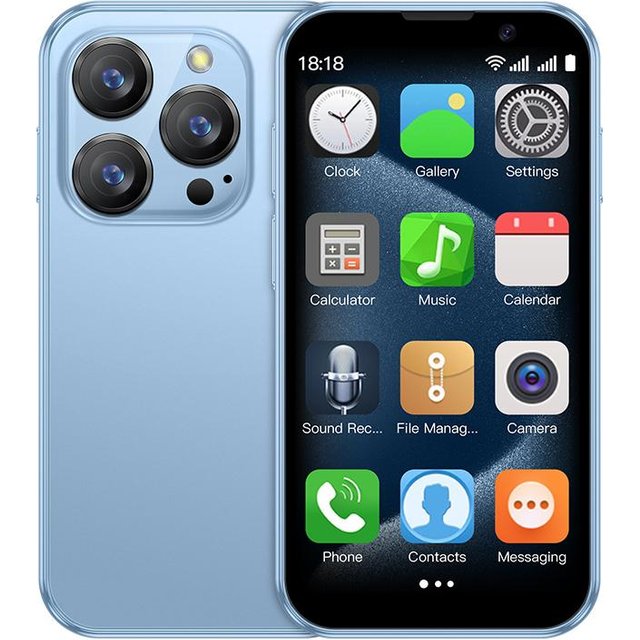 SOYES XS18 PRO 3G Mini Smartphone 3.0 pouces MTK6580 Quad Core 2 Go de RAM 16 Go de ROM Double SIM 2MP Type-C Bluetooth Mp3 WIFI Reconnaissance Faciale WCDMA Android Téléphone Portable bleu clair