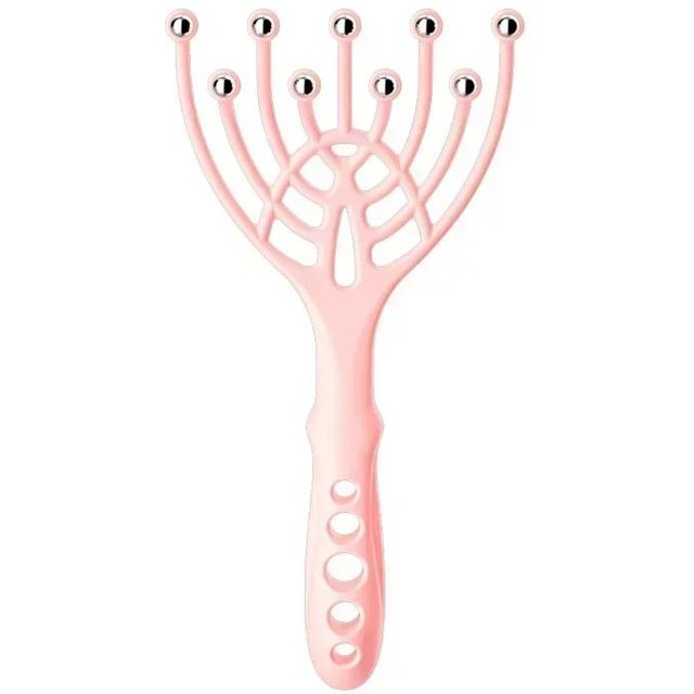 1 Stück Kopfmassagegerät, Kopfhaut-Nacken-Kamm, Roller, fünf Finger, 9 Krallen, Stahlkugel, Handmassagegerät, Relax Spa, Haarpflege für den Haarstressabbau rosa