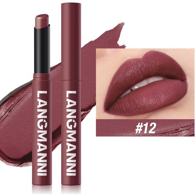 1PC matter Lippenstift, leicht zu färbender Lippenstiftstift, lang anhaltender, leicht zu färbender, feuchtigkeitsspendender Lippenstift, natürlicher, feuchtigkeitsspendender und feuchtigkeitsspendender Lippenstift 12