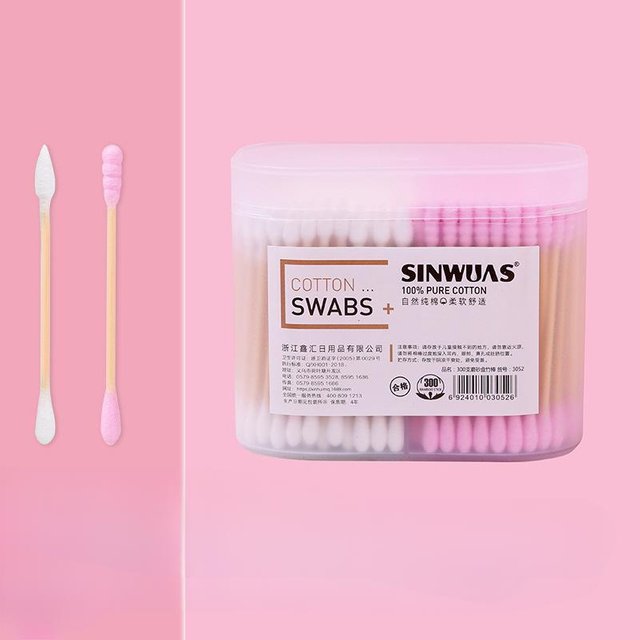 200 Stück rosa Wattestäbchen mit Doppelkopf-Spiralstruktur, Wattestäbchen zum Ohrenpflücken, Hygienetupfer zum Make-up-Entfernen für die tägliche Pflege und Reinigung