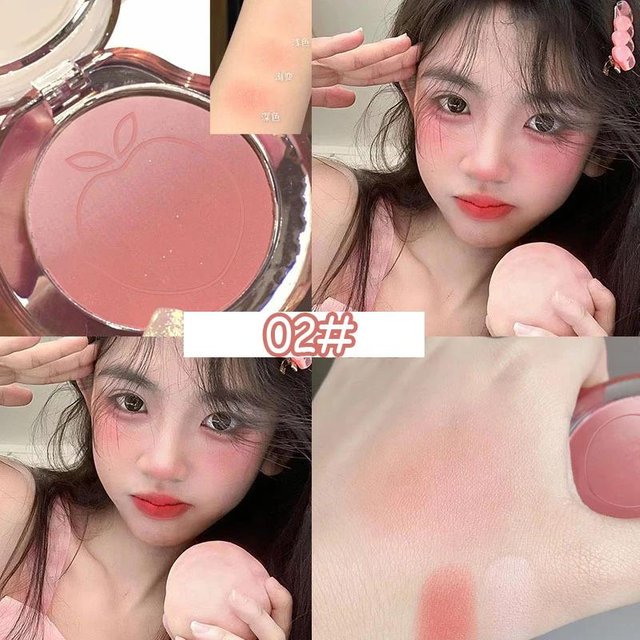 Pfirsichrosa Rouge, matt, Wangentönung, Rouge-Make-up, dauerhaftes Aufhellen des Gesichts, glattes Rouge-Puder, Kosmetik