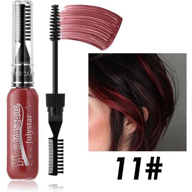 Mascara Coloré pour Cheveux Coloration Temporaire pour Cheveux 15ml Stylo Applicateur Lavable pour Mèches de Cheveux avec Brosse Intégrée pour Fête Maquillage de Scène Festival Cosplay