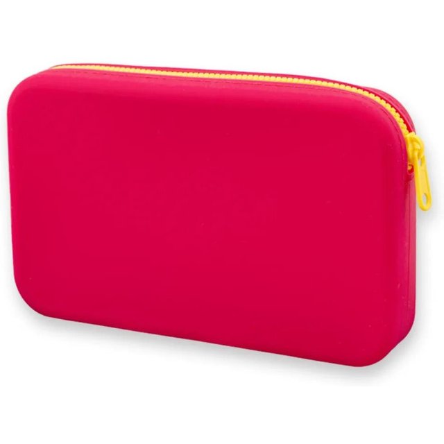 Aufbewahrungstasche Quadratisch Kosmetik-Aufbewahrungstasche Silikon Wasserdichte Make-up-Tasche Große Kapazität mit Reißverschluss Make-up-Pinselhalter rot