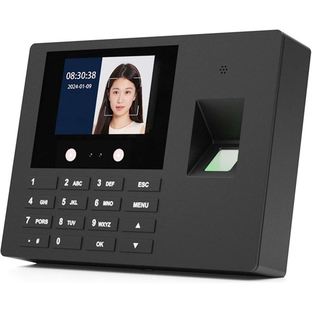 Pointage Reconnaissance faciale Prise en charge de l'horloge de pointage Empreinte digitale Mot de passe Empreinte de paume Faciale Rapide US Plug black