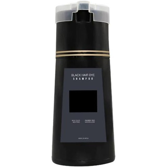 200ML Haarfärbeshampoo mit natürlichen pflanzlichen Inhaltsstoffen für Männer und Frauen, Grauabdeckung, sofortige Haarfärbecreme, Halloween, Cosplay, Party, Make-up-Requisiten 200ML schwarz