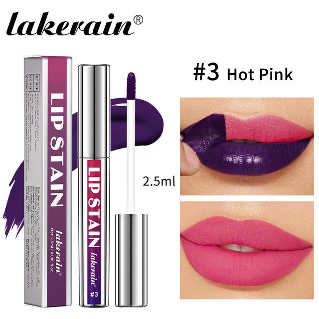 Langlebige Lip Inks Koreanische Matte Lip Tint Peel Off Matte Tick für Lippen Stick Freies Verschiffen Flüssigkeit Lippenstift Wasserdicht Make-Up #3 Hot Pink