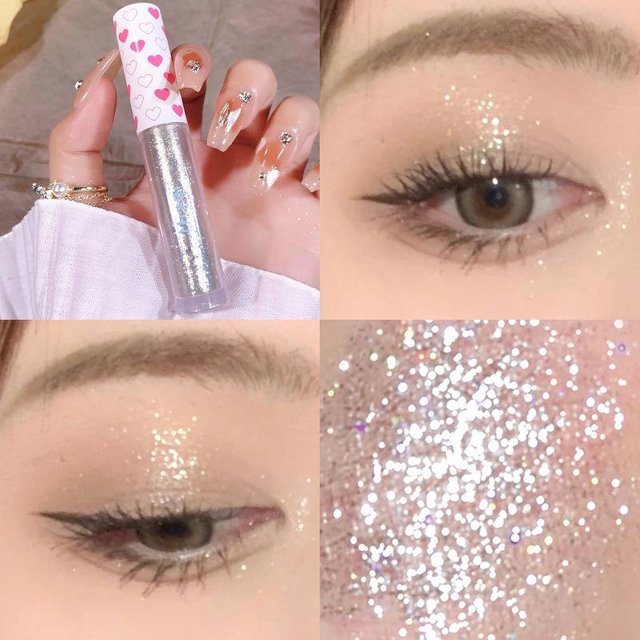 Flüssiger Lidschatten-Highlighter, super glänzende, dauerhafte Pailletten, monochromatischer Glitzer, erhellen den Make-up-Stift