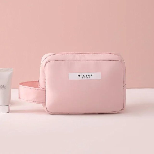 Neue Damen Tragbare Kosmetiktasche mit Hohem Erscheinungsindex Große Kapazität Reise-Waschtasche Dreidimensionale Make-up-Aufbewahrungstasche white