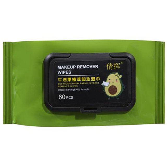 Avocado-Make-up-Entferner-Tücher. Make-up-Entferner für Augen, Lippen und Gesicht. Einwegschwamm. Extrahierbar. Sanfte, nicht reizende Tiefenreinigung. black