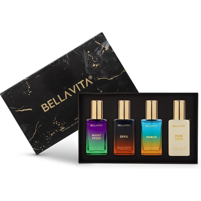 BELLAVITA Unisex Parfum Geschenkset 4x20ML Langanhaltender Holzig Moschus Duft für Männer und Frauen