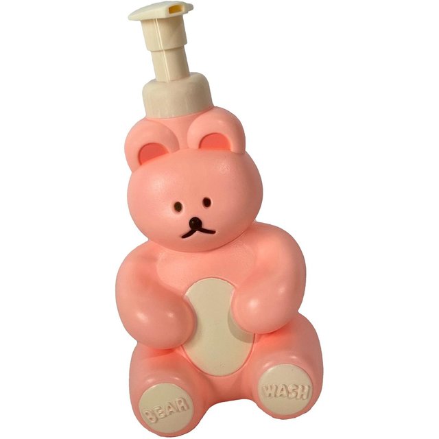 Bouteille Pompe Mousse Forme Ours Mignon Grande Capacité Bouteille Distributrice de Savon Moussant pour Nettoyant Visage Gel Douche Savon pour les Mains rose
