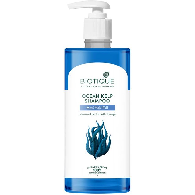 Biotique Meeresalgen Anti-Haarausfall Shampoo 500ml | 100% Botanische Extrakte | Haarwachstumstherapie für Stärkeres Glänzendes Haar blue