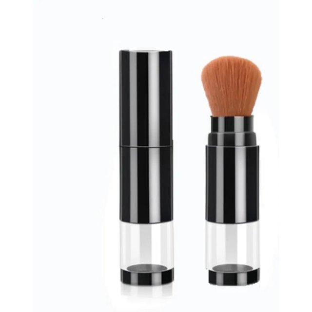 2-in-1-Grundlagenpinsel, Make-up-Pinsel, leeres Reise-Rouge mit nachfüllbarer Flasche für losen Puder, Glas, Make-up-Beauty-Tools gray