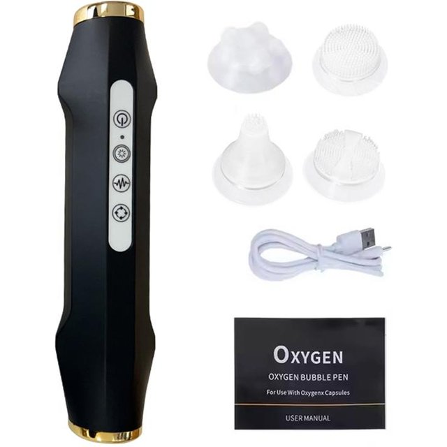 Tragbarer CO2 Sauerstoff Blasenstift Peeling Ausgleichsserum Gesichtsmassagegerät Hochfrequente Vibration Hautpflege Schönheitsmaschine white