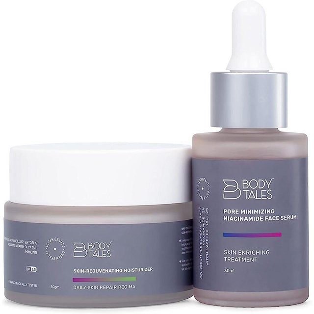 Bodytales Porenminimierendes Niacinamid-Gesichtsserum und hautverjüngende Feuchtigkeitscreme (2er Set) 30 ml+50 g reinfarbig