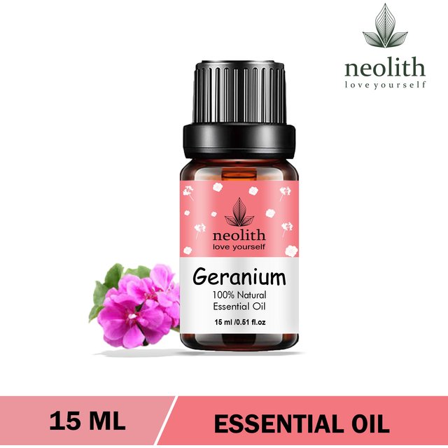 Neolith Olio Essenziale di Geranio Puro al 100% | Puro al 100% per massaggi, rilassamento, raffreddamento della pelle e profumi naturali, non diluito 15 ml colore verde chiaro