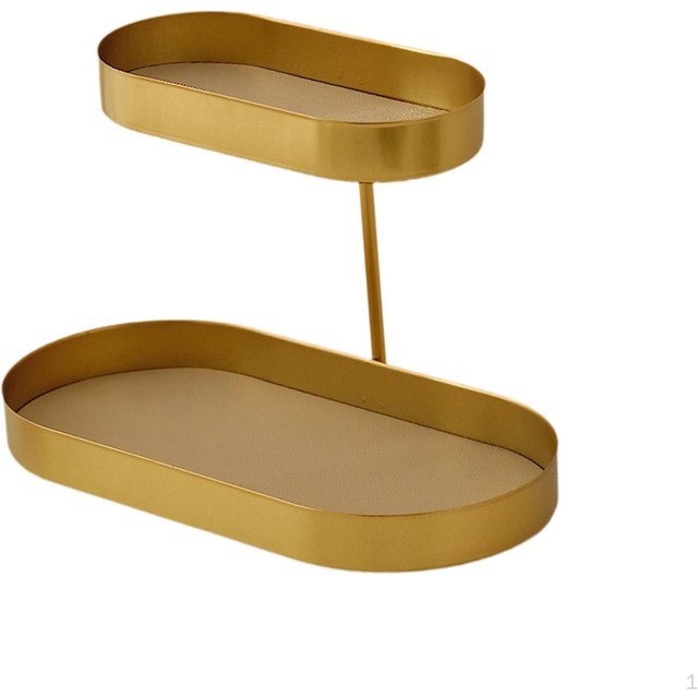 Badezimmer Theken Organizer Parfüm Aufsteller Mehrzweck 2 Etagen Stehendes Aufbewahrungsregal Hautpflege Gold and Yellow Pad brown