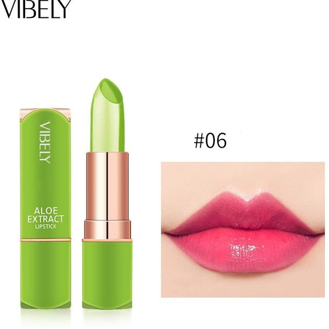 VIBELY Gesunde Feuchtigkeitsspendende Aloe Aloe Gelee, Warm, Lippenstift, Lang anhaltend Feuchtigkeitsspendend Anti-Trocken Schimmer Lippenstift Lippenstift Rot 06 beige