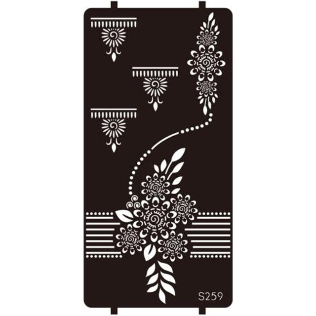 Wiederverwendbare indische Henna-Tattoo-Schablonen, Mehndi Handmalvorlagen, DIY Blumenmuster für Körperkunst, Festival-Make-up 8 gray